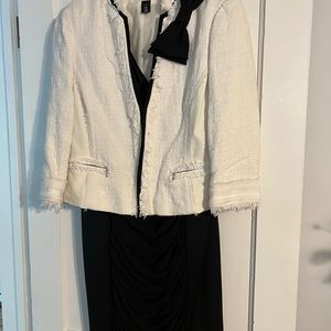 White House Black Market white jacket & black dress